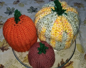 Decorative Pumpkins - Set of Three Large Medium Small - Display Together or Separately - Designed and Hand Crafted in Ohio USA Item 5651