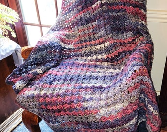 New Afghan Blanket - Couch Chair Bed or Wide Wheelchair - Glowing Embers Colors - Generous 48"x48" Hand Made USA Item 5982