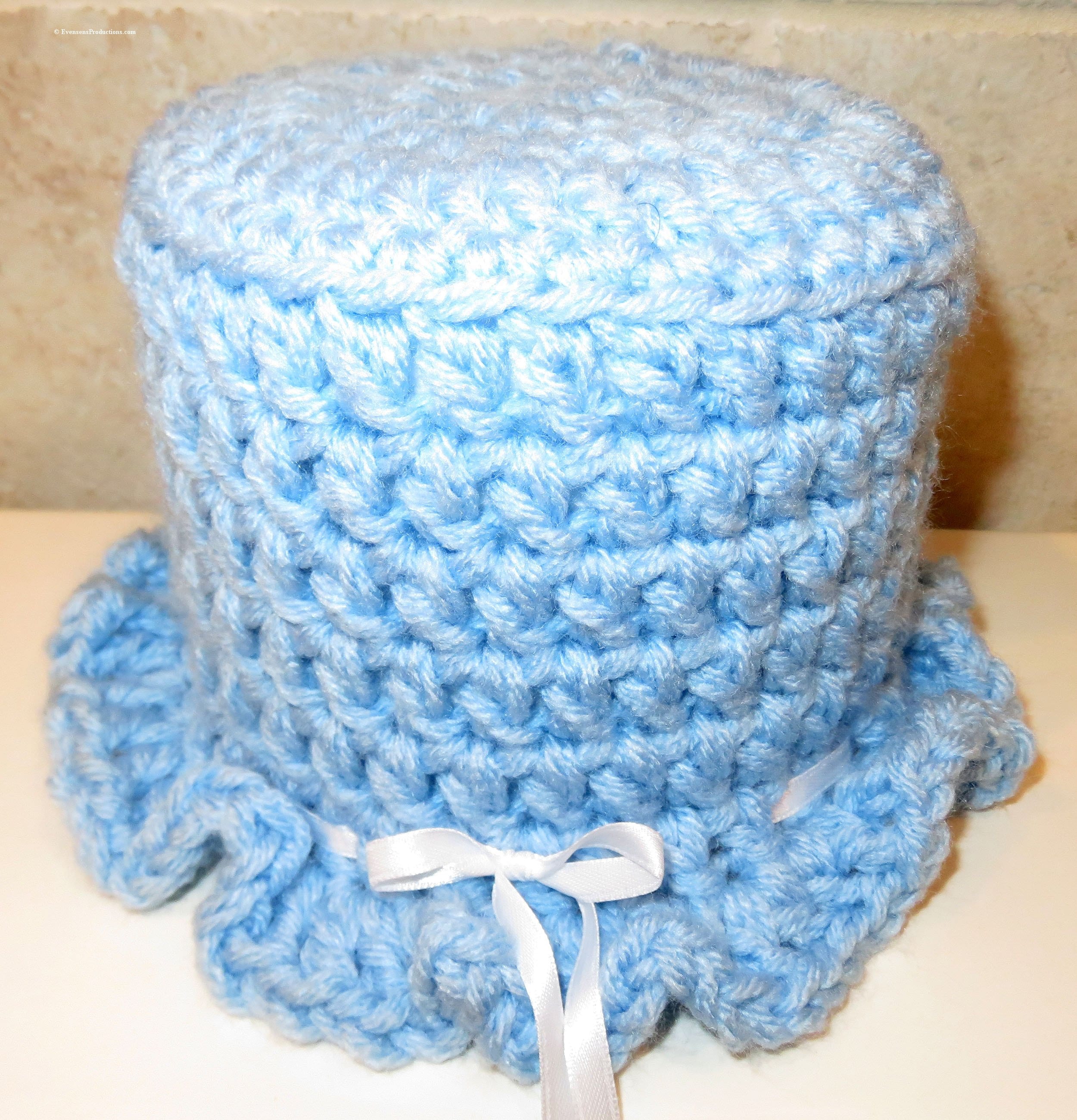 Toilet Tissue Topper - Light Blue Paper Cover - Bathroom Decor - Picnic Bachelor Party Hostess Gift - Designed Crocheted in USA Item 5952