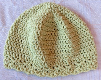 Cloche Hat - Chemo Cap - 23"-25" L- XL Adult - Light Fern Green Hand Crochet Sleeping Reading Bad Hair Day - Hand Made USA Item 5772