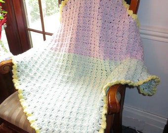 New Super Soft Warm Blanket -  Pastel Colors - 32 x 32 - Multi-Use Baby Chair Couch Recliner Wheel Chair - Designed Hand Made USA Item 5617