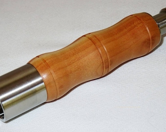 Thumb Powered Pepper or Coarse Salt Grinder - Hand Crafted Turned Cherry Wood - Stainless Steel - Host - Wedding - Hand Made USA Item 4312