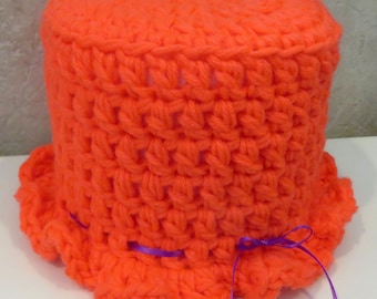 Toilet Tissue Topper - Orange Paper Cover - Halloween Decor - Picnic Bachelor Party Hostess - Designed Hand Crocheted in USA Item 5917