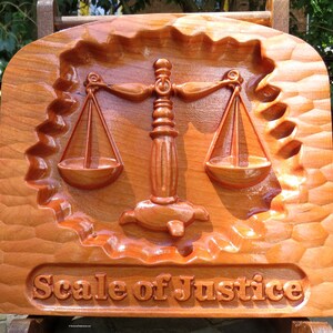 Scale of Justice - 3D Engraved Cherry Wood Wall Decor - Law Office Decor - Juris Doctorate Gift - 9.5x8.5x0.94" - Hand Made USA