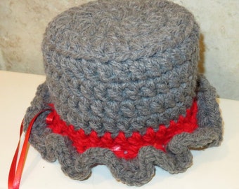 Toilet Tissue Topper - Scarlet Gray Extra Roll Cover - Bathroom Picnic Bachelor Party Hostess Teacher -Designed Crocheted Ohio USA Item 5156