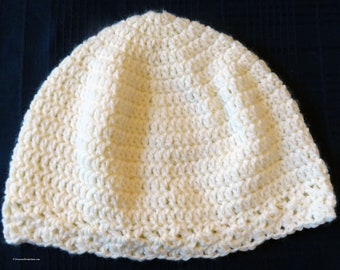 Cloche Hat - Chemo Cap - Antique White - Medium Adult - 22"x24" - Seamans Cap - Designed Hand Made USA Item 5954