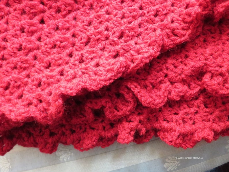 New Triangle Lace Shawl - Red Hand Crochet - Soft Non-Allergic Washable Acrylic Yarn One Size Fits Most - Designed Made Ohio USA