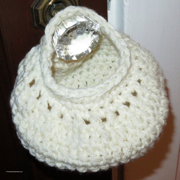 Hand Crochet Basket - Creamy White  Find It Keep It Basket - Key Glasses Phone Trinkets Hanging or Table - Gift Designed Made USA Item 5147