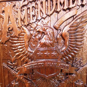 Second Amendment Engraved Wood Art - Walnut Wood 3 Dimension Wall Art Decor - Approx. 16" x 11" x 1.25" - Hand Crafted in the USA