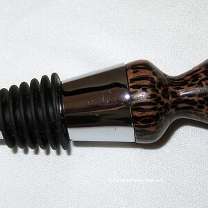 Bottle Stopper - Palm Wood and Chrome Wine Bottle Stopper - 5 Year Anniversary - Groomsmen - Dinner Host Gift  - Hand Made in USA