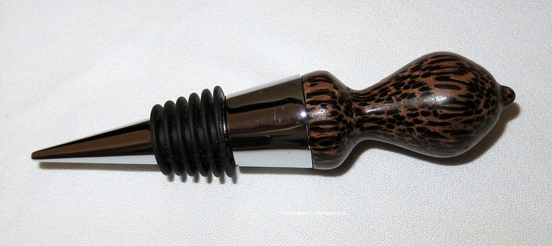 Bottle Stopper - Palm Wood and Chrome Wine Bottle Stopper - 5 Year Anniversary - Groomsmen - Dinner Host Gift  - Hand Made in USA