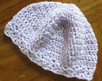 Cloche Hat - Chemo Cap - 20-22 Inch Child Small Adult - Delicate Lavender Crochet Cap - Designed Hand Made Ohio, USA - Item 5608