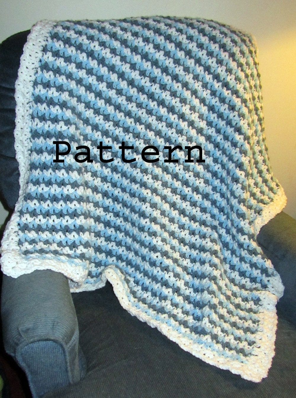 Crochet Pattern Tri Color Blanket DIY Easy Crochet Use Three Colors or One Designed in USA Item 18006 Etsy Canada