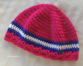 Cloche Hat - Chemo Cap - 22"-25" Adult M-L-XL - Pink Purple White - Thinking Reading Soft Warm Bad Hair Day Stylish Teen Gift - Item 4290