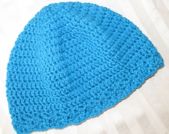 Cloche Hat - Chemo Cap - Large - XL Adult - 24"-26"- Turquoise Seamans Cap - Designed Hand Made USA Item 5965