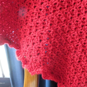 New Triangle Lace Shawl - Red Hand Crochet - Soft Non-Allergic Washable Acrylic Yarn One Size Fits Most - Designed Made Ohio USA