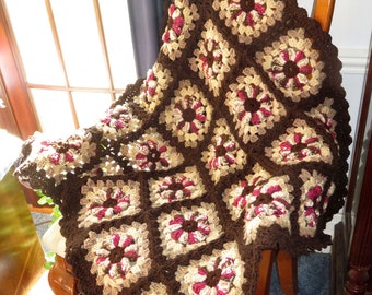 New Lap Blanket - Warm Cocolate Vanilla Cherry Swirl Comfort - Chair Wheelchair Wedding Size 38"x38" - Designed Hand Made USA Item 5723