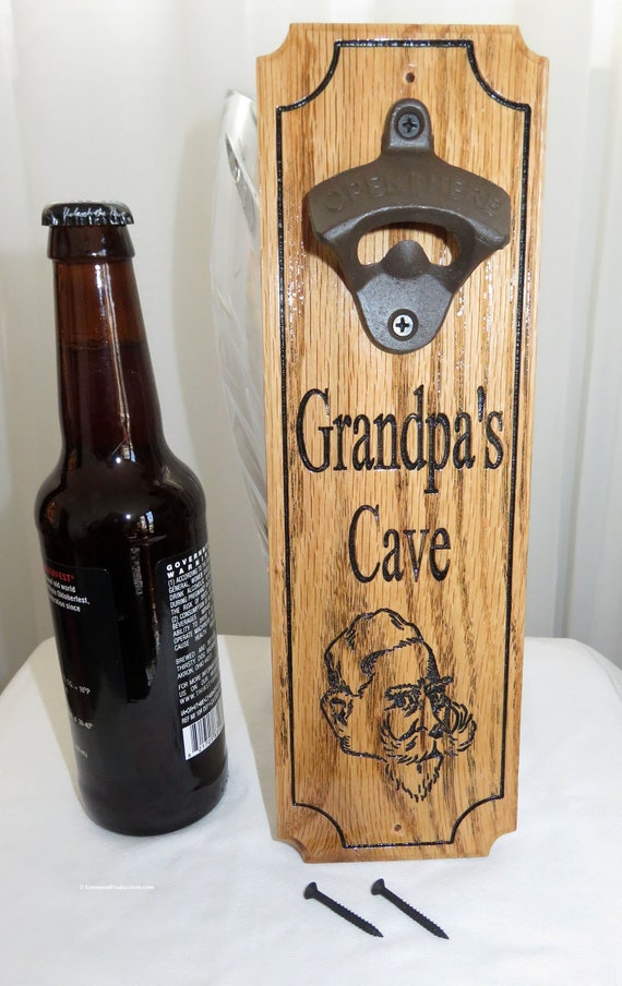 Download Bottle Opener Wall Mount Oak Plaque Cast Iron Etsy