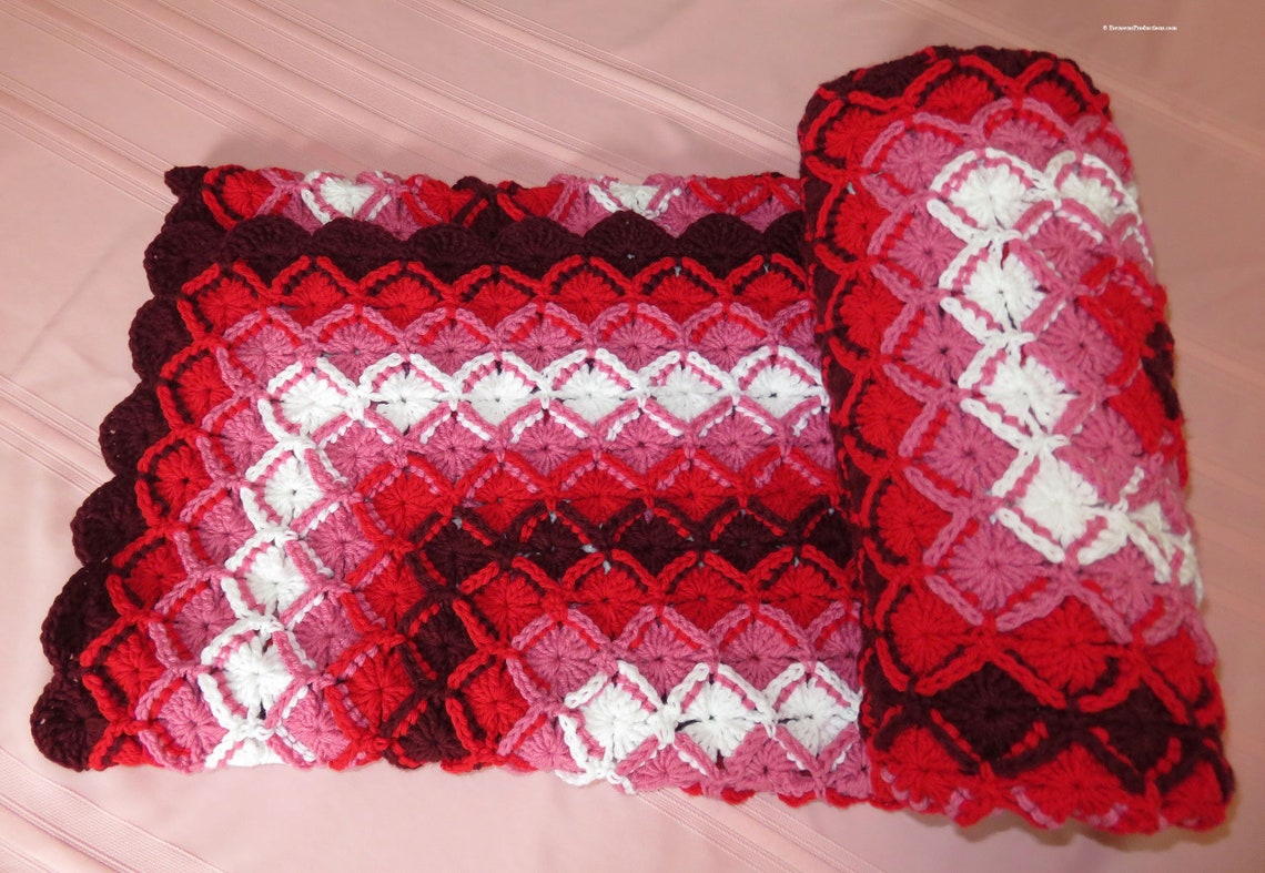New Highly Textured Blanket Red Pink White Elegant Comfort | Etsy
