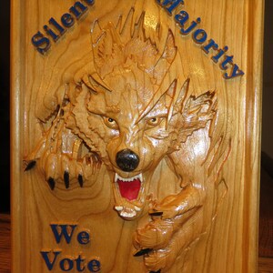 Silent Majority We Vote - 3 Dimensional Engraved Hand Crafted Cherry Wood Wall Art - 9" x 6.75" x 0.9" Hand Crafted Ohio USA