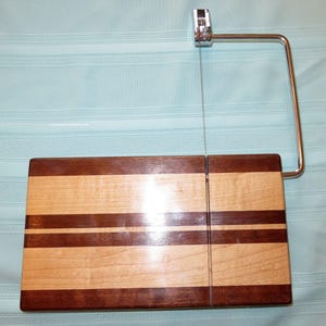 Cheese Slicing and Serving Board - Walnut and Maple Woods - Chrome Hardware - Wedding Anniversary Hostess Gift - Hand Made USA