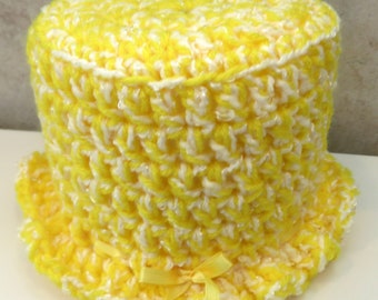 Toilet Tissue Topper - Yellow Paper Cover - Bathroom Decor - Picnic Bachelor Party Hostess - Gift Designed Hand Crocheted in USA Item 5899