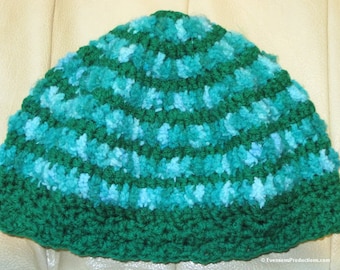 Cloche Hat - Chemo Cap - 22-24" M-L Adult - Emerald Green Soft Turquoise - Crochet Reading Thinking Bad Hair Day - Hand Made USA Item CC429