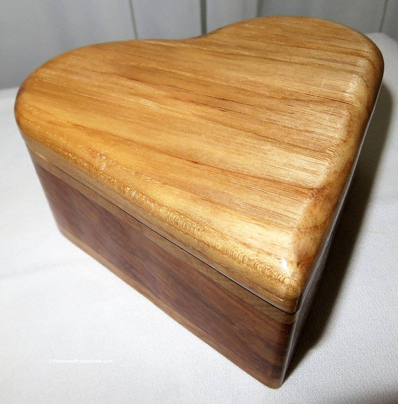 Maple Hickory Hand Crafted Heart Shaped Scroll Saw Box Unisex Wedding
