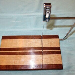 Cheese Slicing and Serving Board - Walnut and Maple Woods - Chrome Hardware - Wedding Anniversary Hostess Gift - Hand Made USA