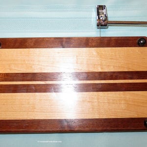 Cheese Slicing and Serving Board - Walnut and Maple Woods - Chrome Hardware - Wedding Anniversary Hostess Gift - Hand Made USA