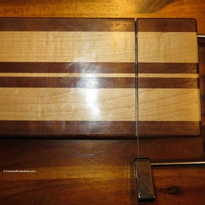 Cheese Slicing and Serving Board - Walnut and Maple Woods - Chrome Hardware - Wedding Anniversary Hostess Gift - Hand Made USA