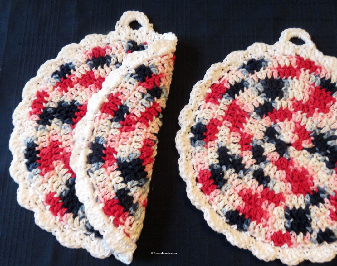Pot Holder Rugs Two New Large Double Thick Pot Holders Mug Rugs Table Pads - Red White ...