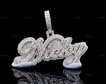 VVS Moissanite Custom Letter Pendant, Hip Hop Bling Jewelry