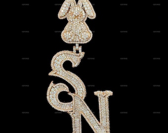 Custom Initial Moissanite Pendant, Iced Out Hip Hop Jewelry