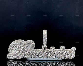 Custom Letter VVS Moissanite Pendant, Sterling Silver Hip Hop Jewelry