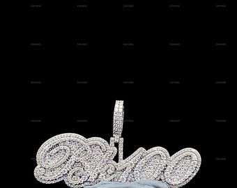 Custom VVS Moissanite Letter Pendant, Sterling Silver, Iced Out Bling