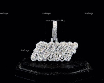 Custom Letter VVS Moissanite Pendant, Sterling Silver Hip Hop Jewelry