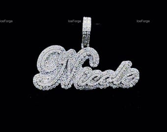 VVS Moissanite Custom Letter Pendant, 925 Sterling Silver Hip Hop Style