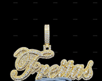 Custom Moissanite Hip Hop Pendant, Iced Out 925 Silver Name Pendant