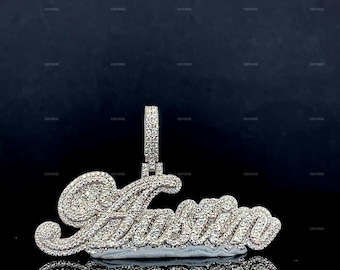 Custom Moissanite Letter Pendant, Hip Hop Silver Jewelry