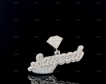 VVS Moissanite Custom Letter Pendant, Sterling Silver, Hip Hop Style