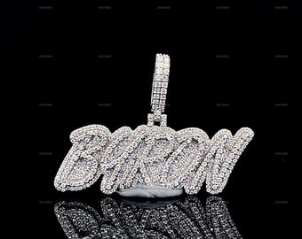 Custom Letter Moissanite Pendant, Sterling Silver Hip Hop Jewelry