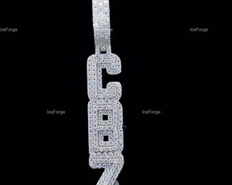 Custom VVS Moissanite Letter Pendant, 925 Sterling Silver, Hip Hop Style