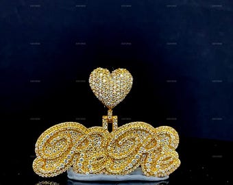 Custom VVS Moissanite Name Pendant, Hip Hop Jewelry