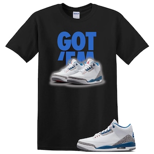 Jordan 3 True Blue Sneaker Match Shirt, Cement Grey Varsity Red Royal, OG 2026 T Shirt Match