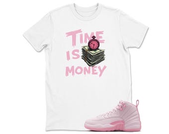 jordan 12 pink and white shirt