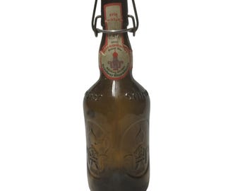 Vintage Altenmunster Brauer Bier 0.5L Brown Glass Bottle Flip Top Swing Cap