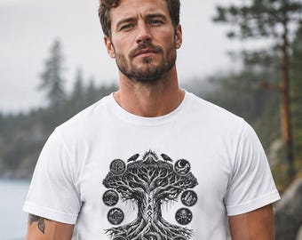 Yggdrasil Tree of Life T-Shirt, Norse Mythology Viking Shirt, Nordic World Tree Tee, Pagan Rune Graphic Tee