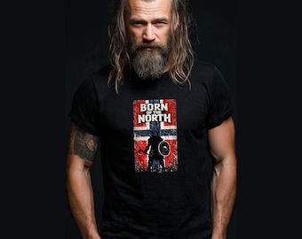 Born of the North Viking Shield T-Shirt | Norwegian Flag, Norse Warrior