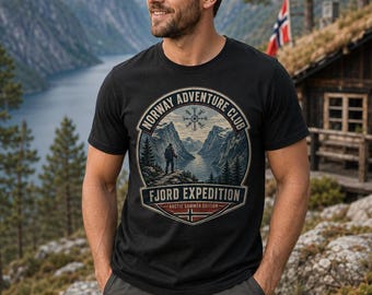 Fjord T-Shirt, Scandinavian Hiking Shirt, Norway Adventure Club Tee, Fjord Expedition Shirt, Nordic Outdoor Travel Norway Gift
